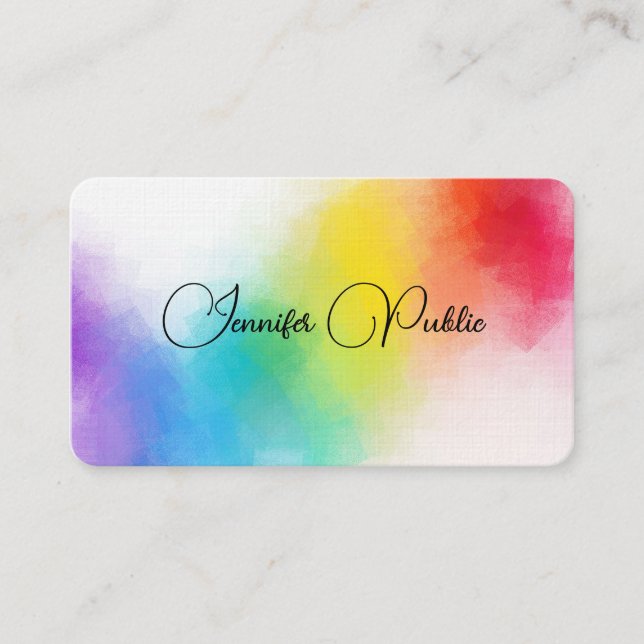 Colorful Abstract Elegant Template Modern Linen Business Card (Front)