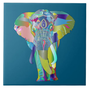 Colorful abstract elephant ceramic tile