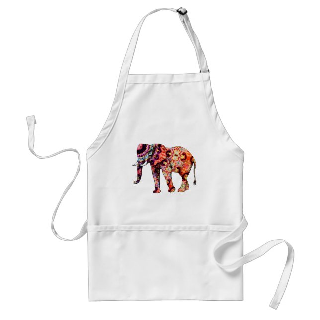 Colorful Abstract Elephant Collage Adult Apron (Front)
