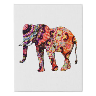 Colorful abstract elephant faux canvas print
