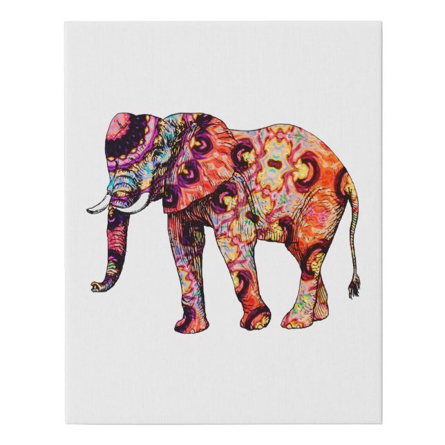 Colorful abstract elephant faux canvas print (Front)