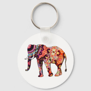 Colorful abstract elephant keychain