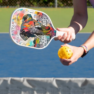 Colorful Abstract Elephant Pickleball Paddle