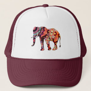 Colorful abstract elephant trucker hat