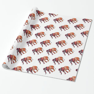 Colorful abstract elephant wrapping paper