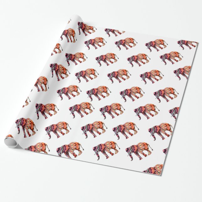 Colorful abstract elephant wrapping paper (Unrolled)