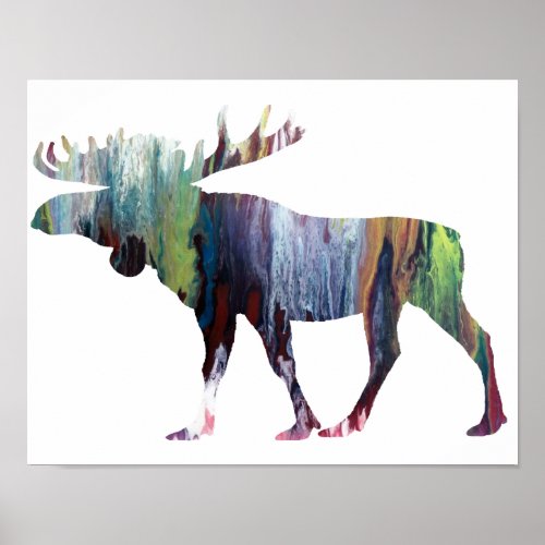 Colorful abstract elk silhouette poster