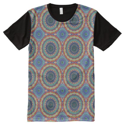 Colorful abstract ethnic floral mandala pattern All-Over-Print T-Shirt
