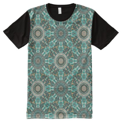 Colorful abstract ethnic floral mandala pattern All-Over-Print T-Shirt