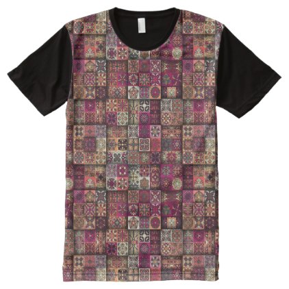 Colorful abstract ethnic floral mandala pattern All-Over-Print T-Shirt