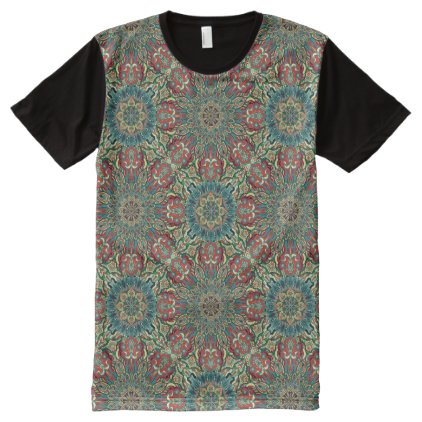 Colorful abstract ethnic floral mandala pattern All-Over-Print T-Shirt