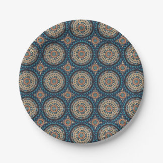 Colorful abstract ethnic floral mandala pattern de paper plates