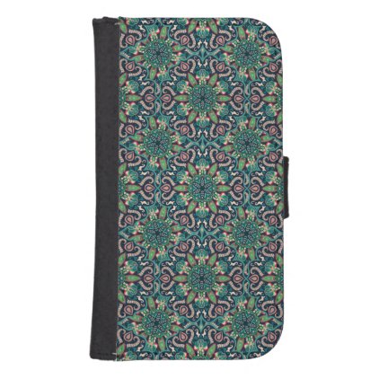 Colorful abstract ethnic floral mandala pattern galaxy s4 wallet case