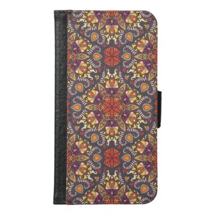 Colorful abstract ethnic floral mandala pattern samsung galaxy s6 wallet case