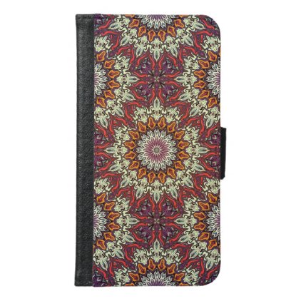 Colorful abstract ethnic floral mandala pattern samsung galaxy s6 wallet case
