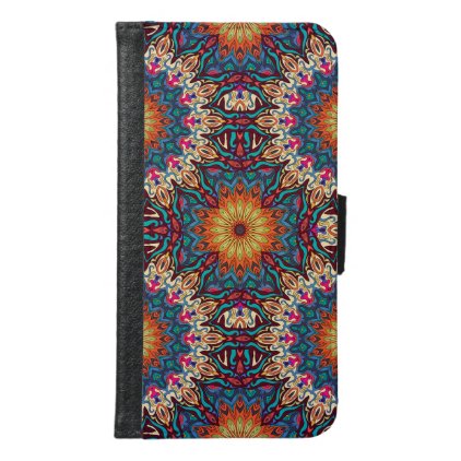 Colorful abstract ethnic floral mandala pattern samsung galaxy s6 wallet case