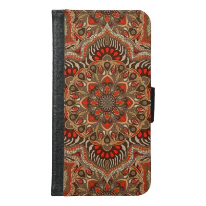 Colorful abstract ethnic floral mandala pattern samsung galaxy s6 wallet case