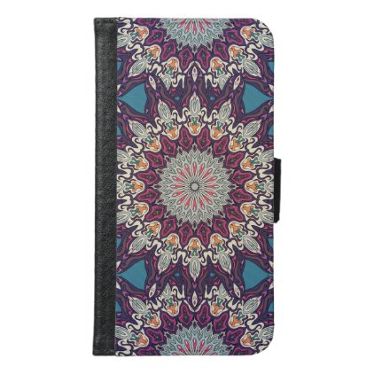 Colorful abstract ethnic floral mandala pattern samsung galaxy s6 wallet case
