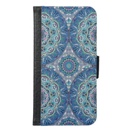 Colorful abstract ethnic floral mandala pattern samsung galaxy s6 wallet case