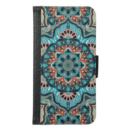 Colorful abstract ethnic floral mandala pattern samsung galaxy s6 wallet case