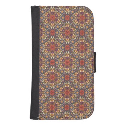 Colorful abstract ethnic floral mandala pattern wallet phone case for samsung galaxy s4