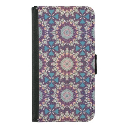 Colorful abstract ethnic floral mandala pattern wallet phone case for samsung galaxy s5