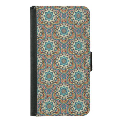 Colorful abstract ethnic floral mandala pattern wallet phone case for samsung galaxy s5