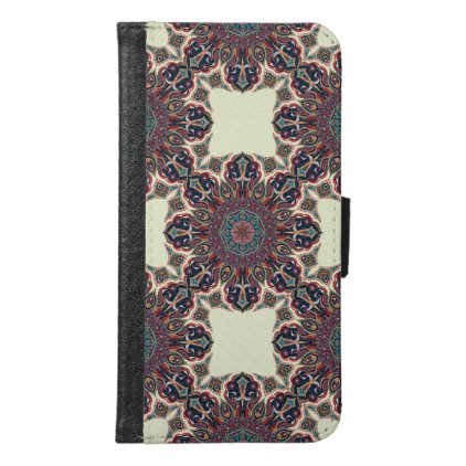 Colorful abstract ethnic floral mandala pattern wallet phone case for samsung galaxy s6