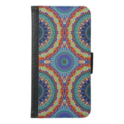 Colorful abstract ethnic floral mandala pattern wallet phone case for samsung galaxy s6
