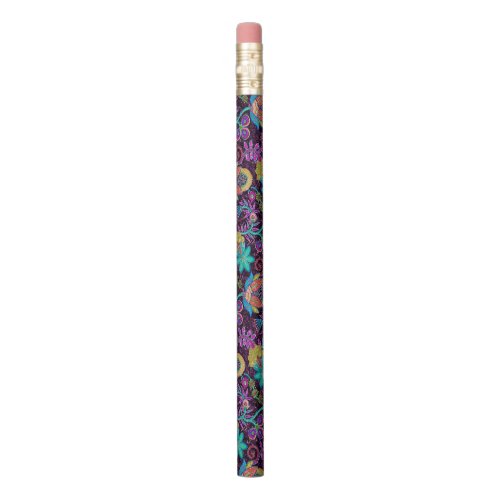 Colorful Abstract Exotic Floral Pattern Pencil