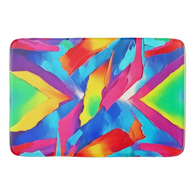 Colorful Abstract Expressionism Art Bath Mat (Front)