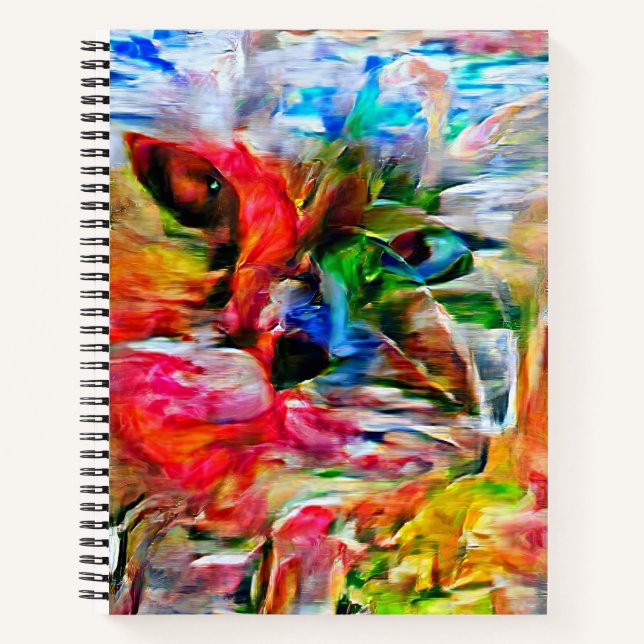 Colorful Abstract Expressionist Cat Art Print" Notebook (Front)