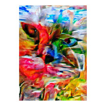 Colorful Abstract Expressionist Cat Art Print"