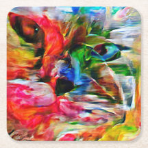 Colorful Abstract Expressionist Cat Art Print"