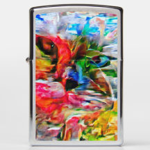 Colorful Abstract Expressionist Cat Art Print"