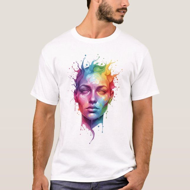 Colorful Abstract Face Art design T-Shirt (Front)