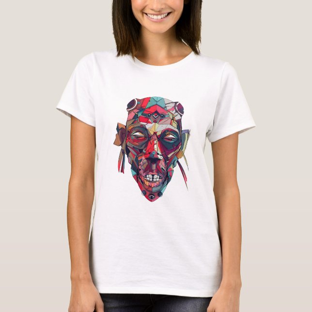 Colorful Abstract Face Art T-Shirt (Front)
