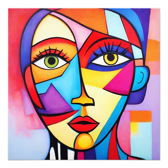 Colorful Abstract Face Cubism  Photo Print (Front)