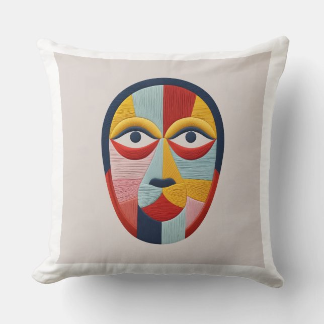 Colorful Abstract Face Pillow (Front)