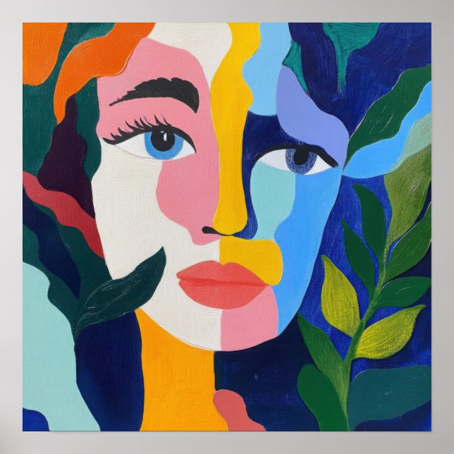 Colorful Abstract Face Poster (Front)