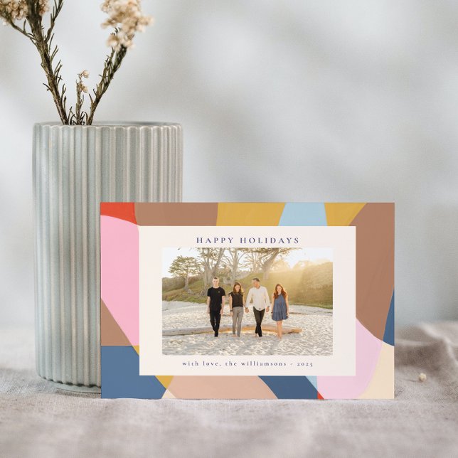 Colorful Abstract Family Photo Bright Festive  Holiday Card (Creator Uploaded)