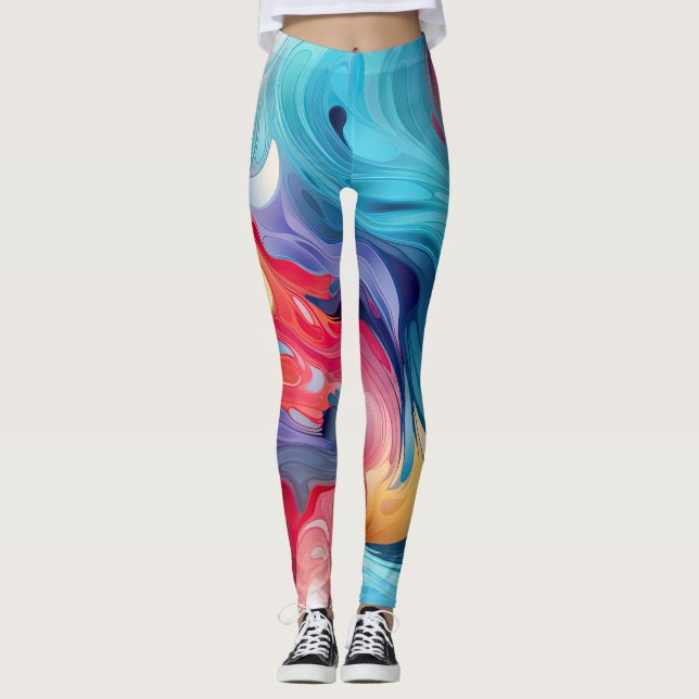 Colorful abstract fantasy leggings (Front)