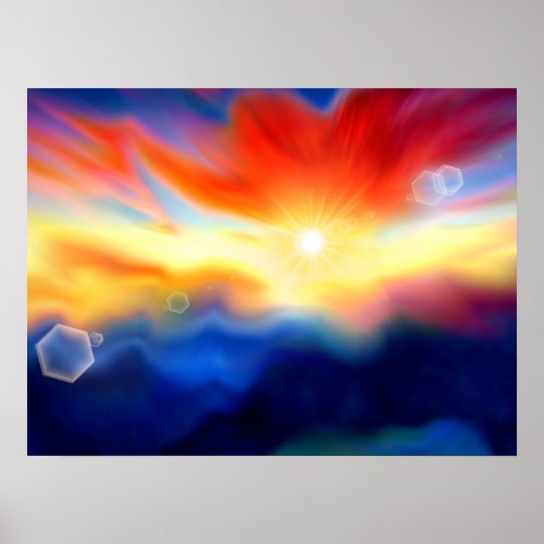 Colorful Abstract Fantasy Skyscape with Sunrise Poster