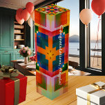 Colorful Abstract Festive Design Wine Gift Box<br><div class="desc">Wine gift box with a modern version of the classic plaid,  an abstract geometric pattern in bright colors. You can scale,  drag and rotate the pattern if you like. Nice for a birthday or the Holidays!</div>
