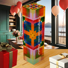 Colorful Abstract Festive Design Wine Gift Box