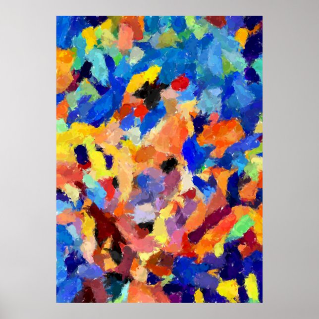 Colorful Abstract finger painting art  Poster (Front)