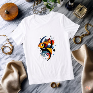 Colorful Abstract Fish T-Shirt | Modern Geometric Tri-Blend Shirt
