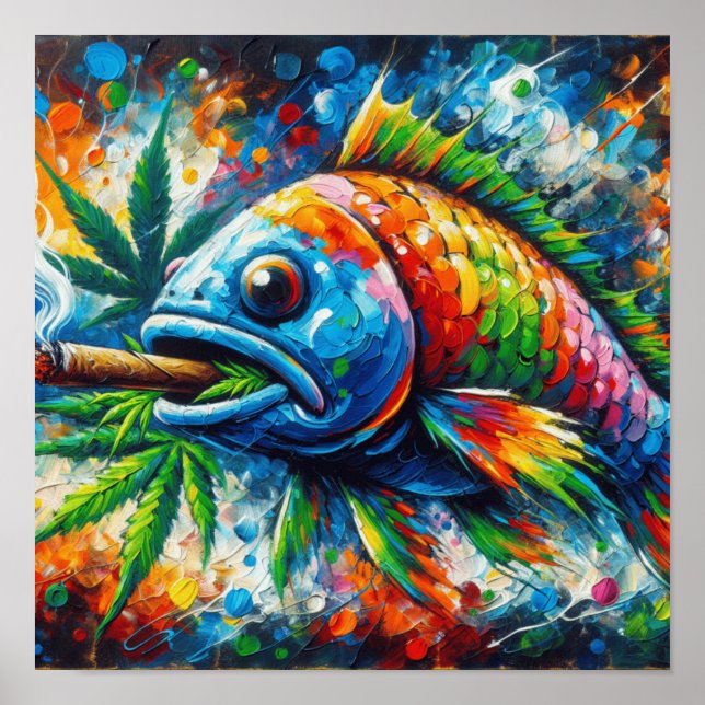 Colorful Abstract Fish Wall Decor Art (Front)