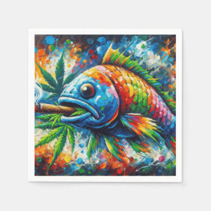Colorful Abstract Fish Wall Decor Art Napkins