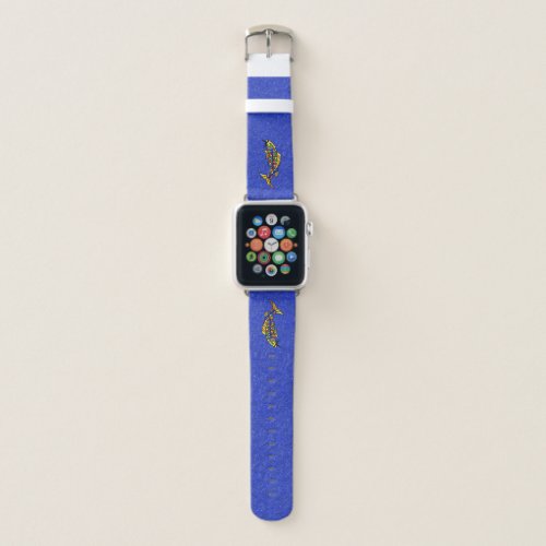 Colorful Abstract Fish Yellow Orange Fins Blue Apple Watch Band